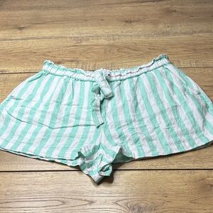 Women’s Stoney Clover Mint and White Striped Linen Blend Shorts Size Large
